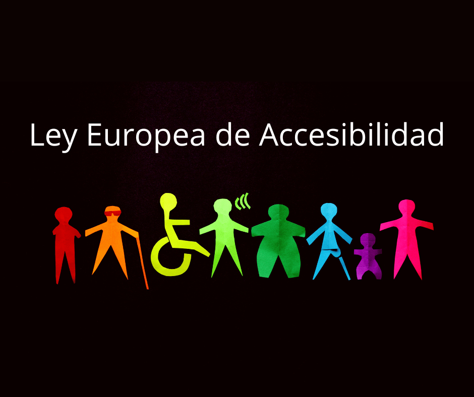 Iconos de personas con capacidades diversas y derecho a un lenguaje claro. Se lee "Ley europea de accesibilidad"